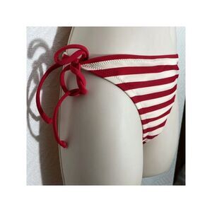 CONVERSE ONE STAR Women's Red Striped Tie Bikini Swimwear Bottom S